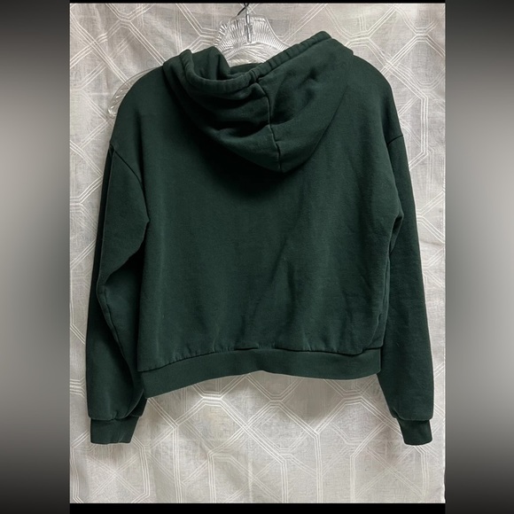 Forever 21 Hoodie Cropped Women’s Small Green Y2K LA CREW Pullover Sweatshirt - Picture 2 of 10